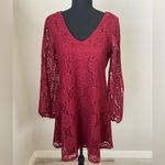 Jodi Kristopher  Size Small Maroon Lace long Sleeve Romper Photo 1