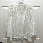 Lovestitch  White Boho Floral Crochet Bell Sleeve Peasant Top Photo 0