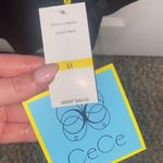 CeCe Women's Short Puff-Sleeve Mixed Media Knit Top Black Size M Photo 2