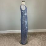 AQUA Sleeveless Sequin Evening Gown Size 6 Blue Thigh Slit Long Formal Dress by Photo 2