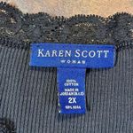 Karen Scott  Women’s Black Ribbed V-Neck Shirt Lace Neck 2X Photo 7