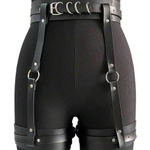 Gothic Punk PU Leather Thigh Garter Belt With Waist Band Adjustable Leg Harness Photo 0