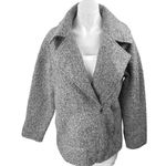 ZARA Boucle Women's Gray Asymmetric Zip Collared Oversized Over Coat Jacket Sz S Photo 0