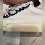 Tory Burch  White Leather and Navy Blue Trimmed Ruffle Sneaker, women’s size 9.5 Photo 1