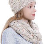 Womens Scarf Beanie Hat Set Thick Winter Infinity Scarf Knit Scarfs for Women Photo 3