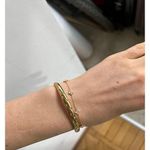 Boutique NEW Heavy 18k Gold Simulated Diamond Stars Bangle Cuff Bracelet Sz‎ Adjustable Photo 7