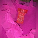 Oscar de la Renta Vintage  Y2K ruffle knit sweater vibrant pink designer fall Photo 2