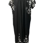 Anthony Richards Black White Floral Hawaiian SS 1/2 Zip Robe Loungewear Medium Photo 1