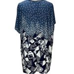 SJS Kimono Cardigan Womens 2XL Blue Geometric Open Front Relaxed Layering Flowy Size 2X Photo 2