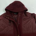 Apt. 9  Quilted Hooded Wool Jacket Women's Burgundy Wine Snap Button, Pockets - L Photo 2