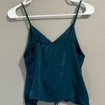 Monteau blue green satin ruched cami top women’s size large Photo 3