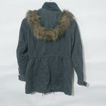 Loft XSP Cargo Fur Trimmed Hoodie Coat Petite in Gray Photo 2