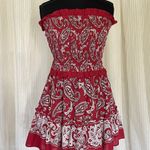 Sea New York Red Theodora Paisley Scarf Pattern Strapless Mini Dress Size Small Photo 0