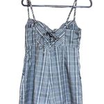 Urban Outfitters Isaac Plaid Romper Short Back Lace Up Grey Size Large Photo 2