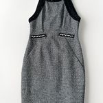 Mcginn Dress 6 Wool Silk Blend Black White Sheath Pearl Tweed Lined Worn Tv Show Photo 3