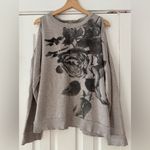 All Saints Rosen Unai Sweatshirt, light‎ grey with dark rose print, size S EUC Photo 1