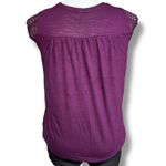 Merona  Womens T Shirt Blouse Top Sheer Lace Shoulders Shirt Cap Sleeves Purple Photo 2
