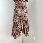 Dress Barn Vintage Brown Red Floral Bias Cut Silk Midi Dress Asymmetrical L Photo 9