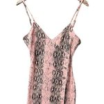 superdown Kristie Denim Snake Mini Dress Asymmetrical Buttons Pink Medium M Photo 3