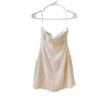 🆕 RETROFETE Deema Pearl Embellished Strapless Crepe Mini Dress Ivory Sz S Photo 3