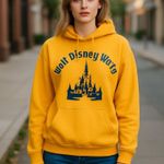 Disney NWT WORLD 50th RETRO YELLOW VAULT COLLECTION CASTLE HOODIE SWEATSHIRTS Photo 0