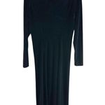 Vintage Moda Int'l Black Velour Mock Neck Long Sleeve Maxi Dress Size Small Goth Photo 0