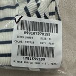 J.Crew  Factory Ribbed Ruffle Tank Top Women's Med White Black Striped NWT Photo 7