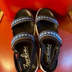 Zodiac Black & Blue Jada Embroidered Velcro Ankle Strap Sandals Sz 11 $83 Photo 0