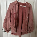 POL  Jacket Distressed Oversized Denim Jean jacket  size small.  Photo 0