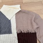 Hem & Thread NWT Colorblock Fringe Turtleneck Sweater, Medium Photo 5