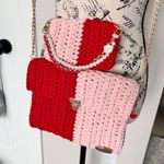 Handmade Red and Pink Crochet Bag Set Photo 8