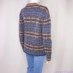 Cambridge Dry Goods vintage 100% wool fair isle cardigan sweater, M Blue Size M Photo 12
