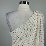 Eliza J Women's White One Shoulder Evening Gown Size 12 Metallic Polka Dot Dress Photo 7