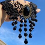 Beautiful lace choker black costume necklace goth whimsigoth victorian beaded Photo 3