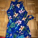Lulus Tropical Floral Blue Halter Romper Photo 1