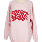 Wildfox  Coffee & Sunshine Pink Sweatshirt Pullover Women's Size L Photo 0