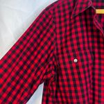CHAPS Red Black Gingham Plaid Button Front Long Sleeve Flannel Shirt Size XL Photo 4