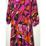 LaRoque Maxi Dress Long Balloon Sleeve Pink Multicolor Floral V Photo 2