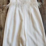 Saylor Krysta Jumpsuit White Sleeveless Small Feathers Bridal Wedding Photo 8