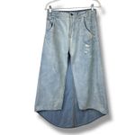 LIT2 Y2K Light Wash Distressed High Slit Midi Festival Coachella Denim Skirt Blue Photo 1