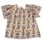 Mari Rai Plus‎ 1X Ikat Print Top Shirt Blouse Career Wear Business Casual EUC Pink Photo 0