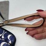 Coach Signature C Monogram Wristlet Pouch Navy Blue White Cosmetic Clutch Photo 3