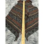 Democracy  Gray/Multi Boho Western FLEECE 1-Button DRAPED Fringe HOODED VEST Sz M Photo 6