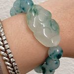Handmade Pi Xiu Green Chalcedony Beads Natural Gemstone Lucky Bracelet One Size Photo 1