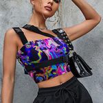 Women's Buckle Tank Top, Crop, Cami, Gothic, Y2K Streetwear, XS Blue Photo 2