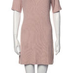 Reformation  Ribbed Pink Mini Dress‎ Scoop Mini Sleeves Size Large Bodycon Photo 0