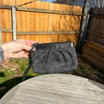 Coach y2k Jacquard Signature Black Leather Trim Pleated Wristlet Wallet Photo 3