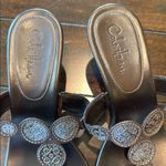Cole Haan Brown Leather Kitten Heel Sandals with Metallic Embellishments Size 9 Photo 2
