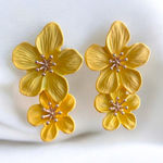 1 Pair Yellow Double‎ Layer Flower Stud Earrings Photo 0