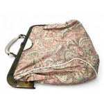 Vintage 50's 1950' paisley tapestry handbag metal frame top handle Saks Fifth Pink Photo 3